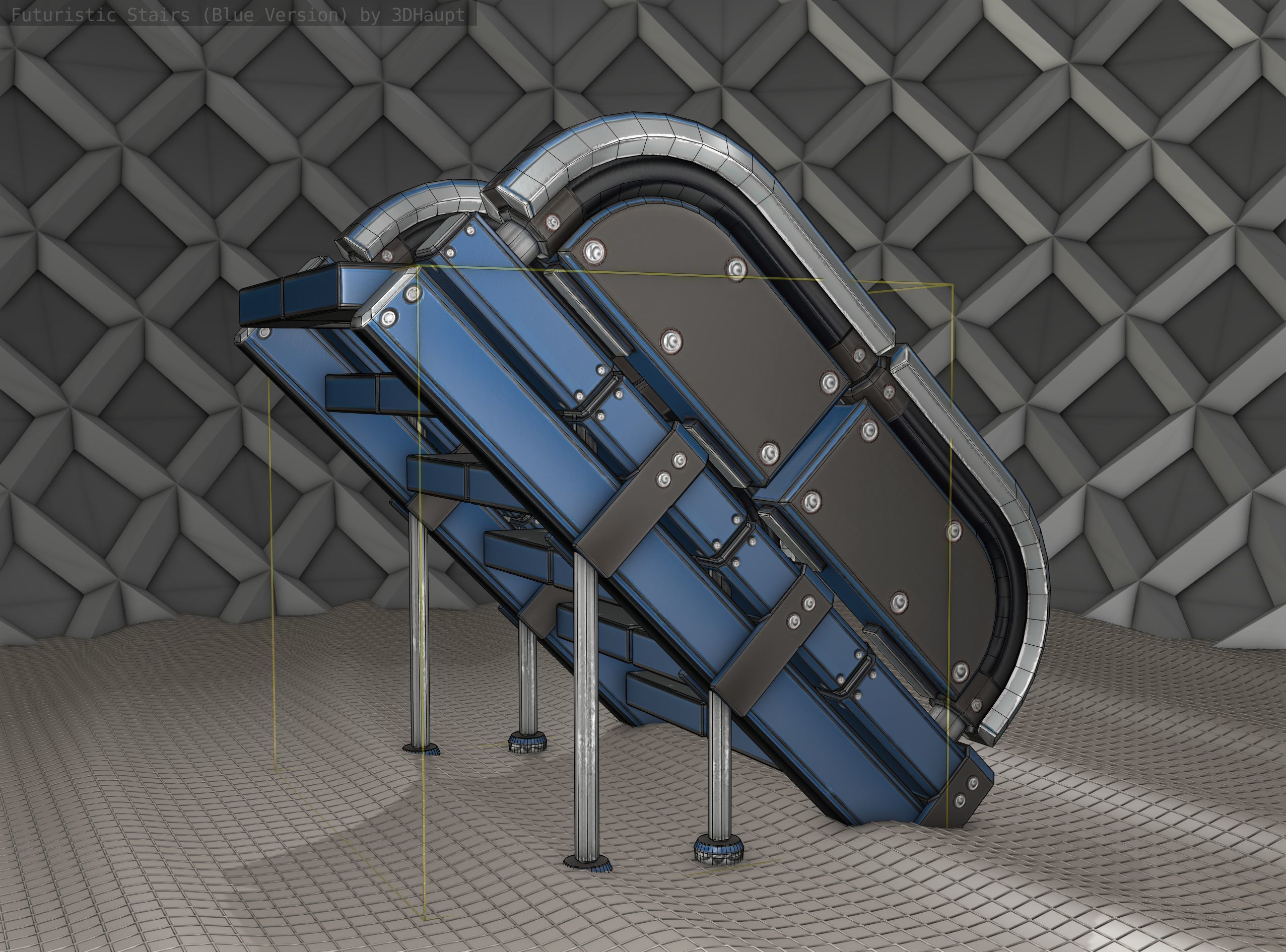 Sci-Fi Stairs - 32- Blue Version 3D model_11