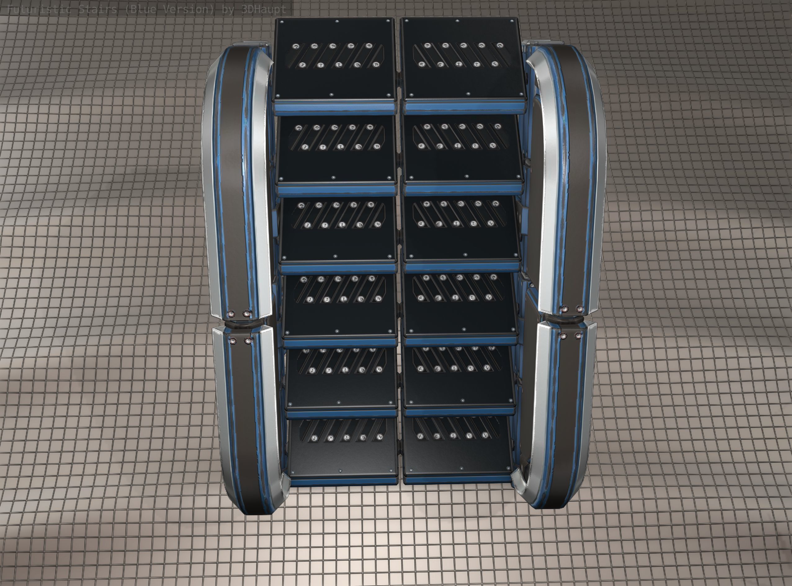 Sci-Fi Stairs - 32- Blue Version 3D model_14