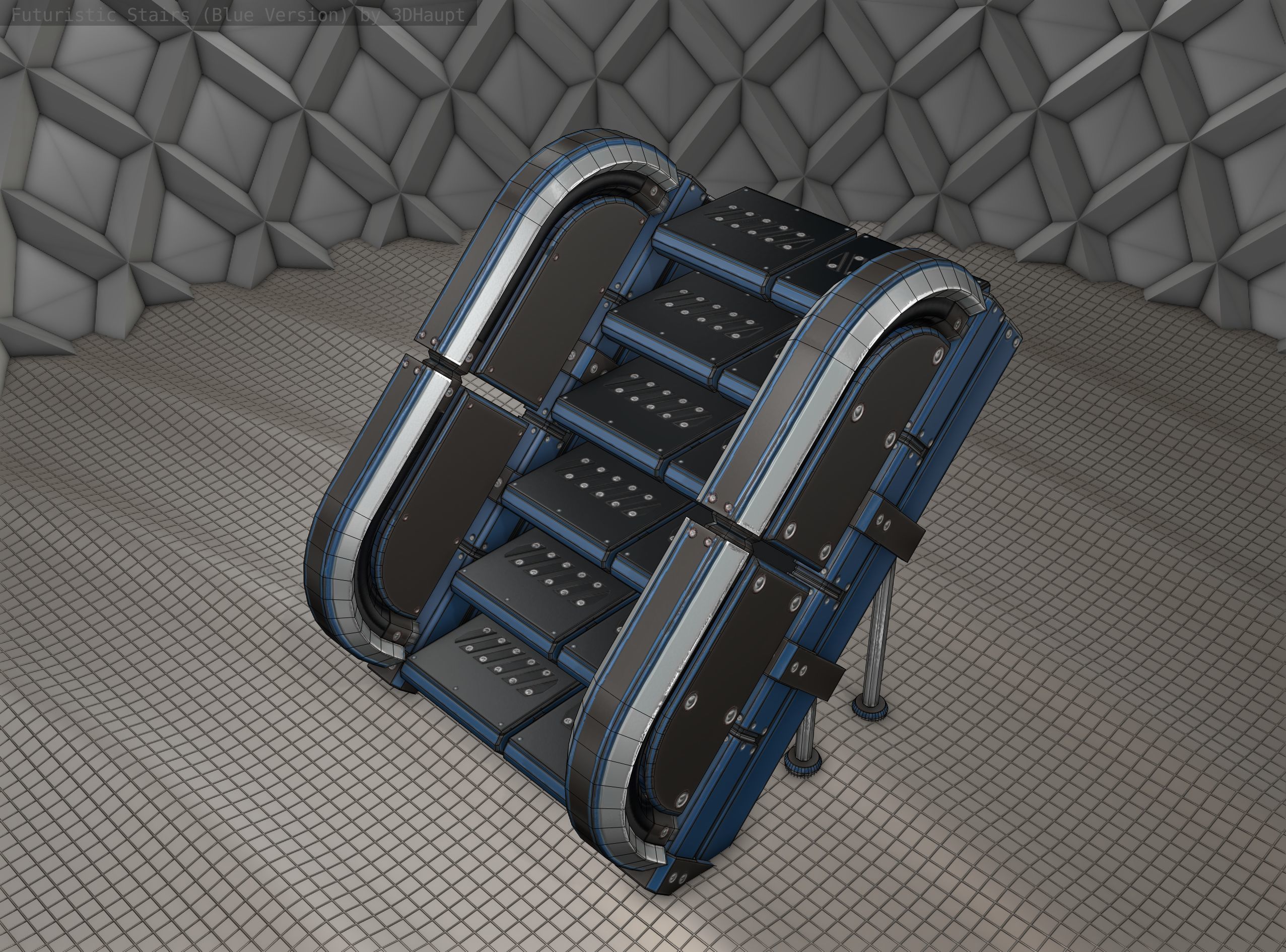 Sci-Fi Stairs - 32- Blue Version 3D model_24