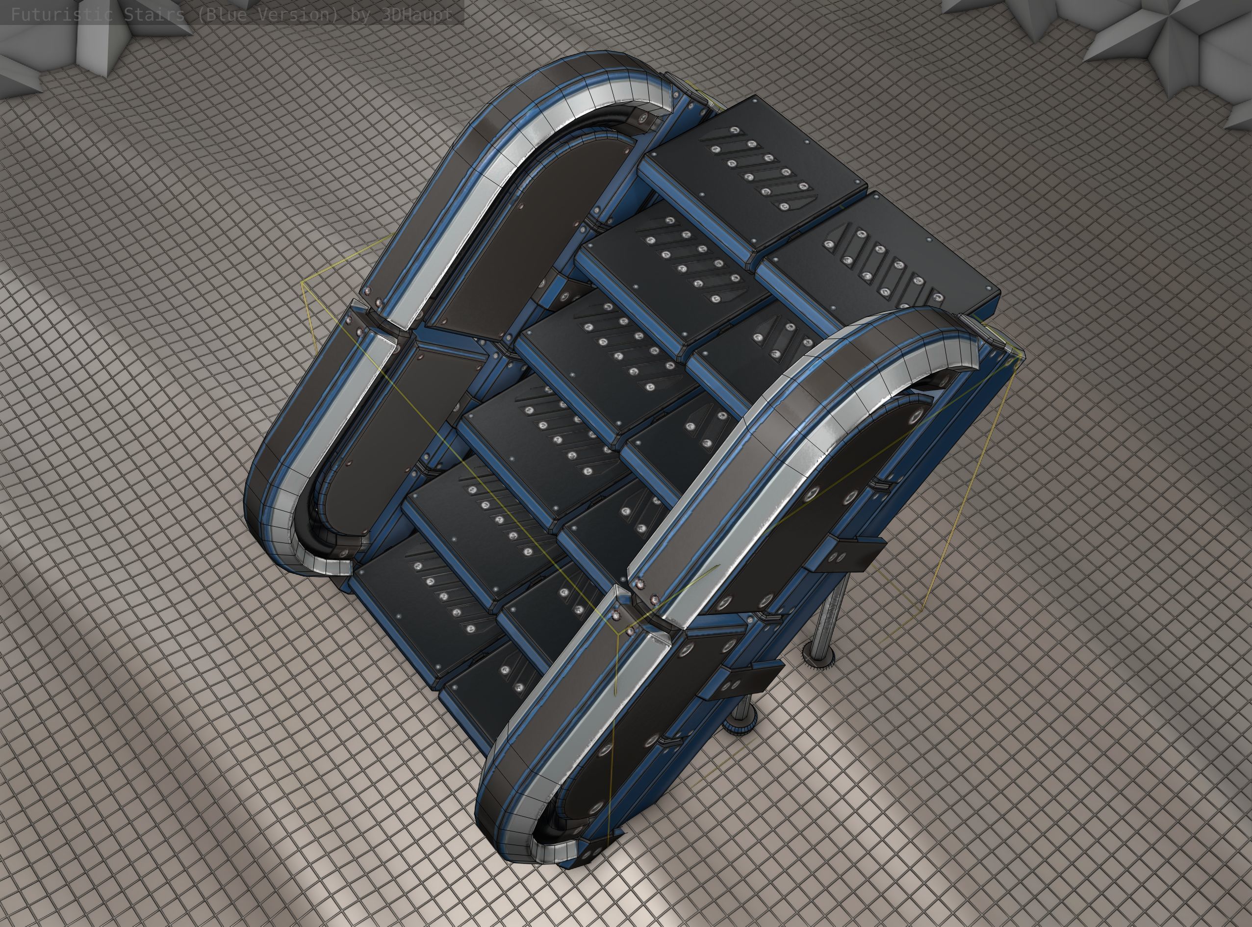 Sci-Fi Stairs - 32- Blue Version 3D model_15