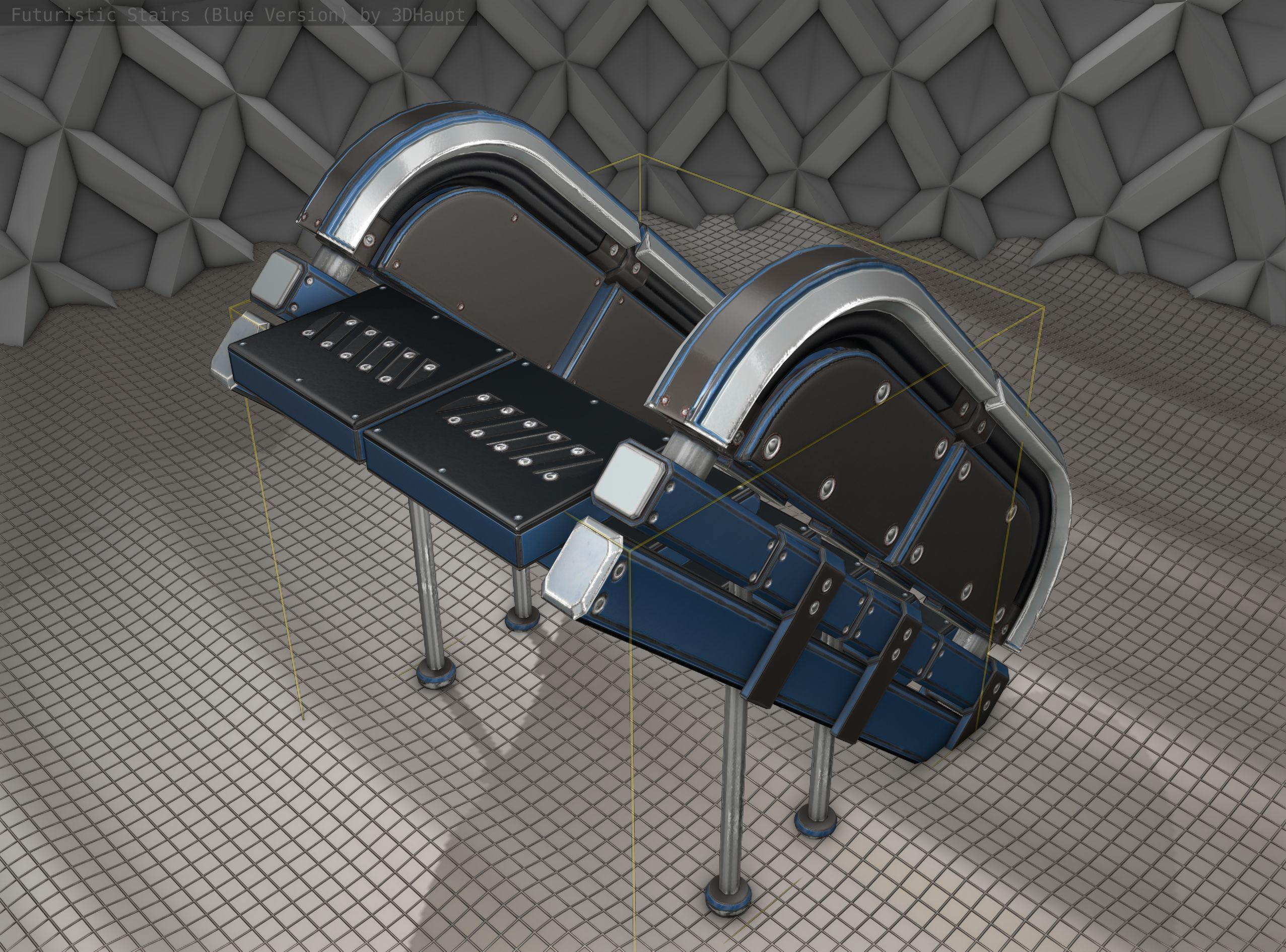 Sci-Fi Stairs - 32- Blue Version 3D model_4