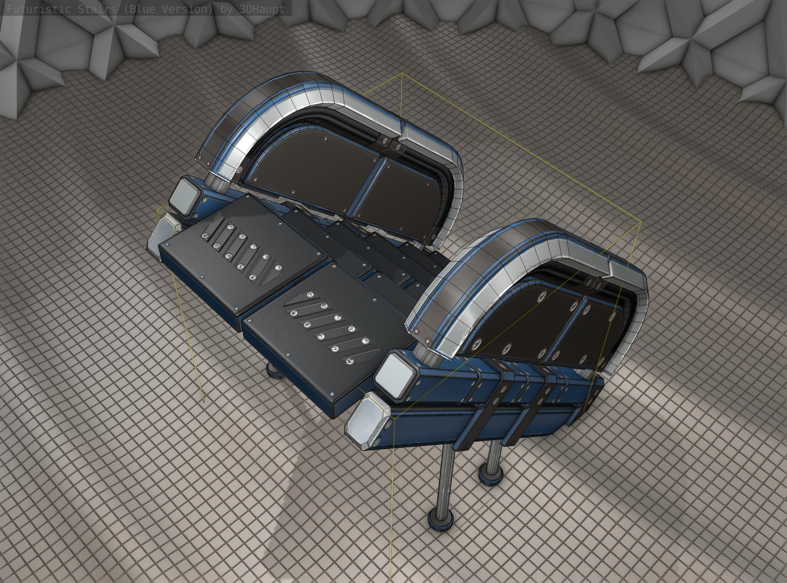 Sci-Fi Stairs - 32- Blue Version 3D model_17