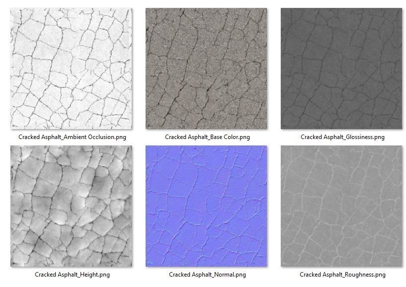 Cracked Asphalt PBR Texture Texture_16