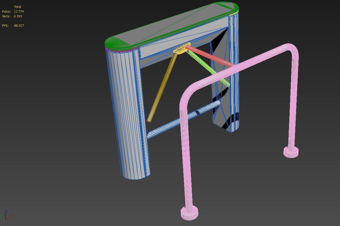 Turnstile tripod trilock with pipe fencing 3D model_13