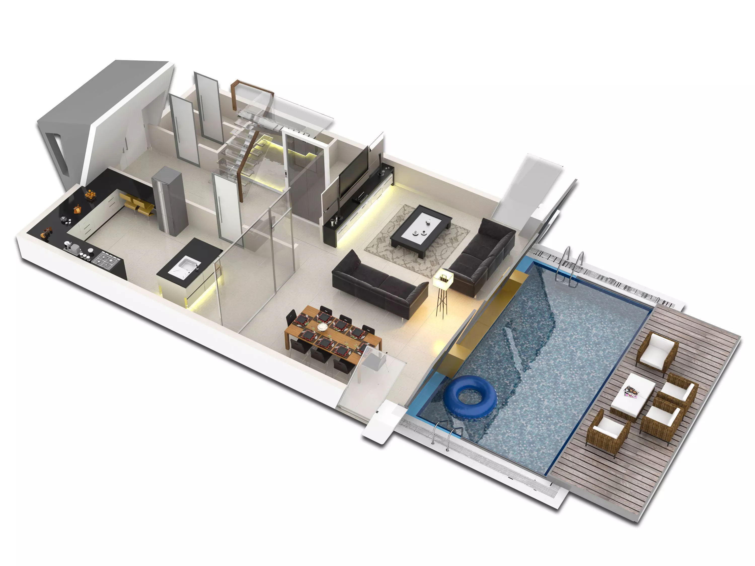 SketchUp 2018 and V-Ray 3D Floor Plan with textures-materials 3D model_0