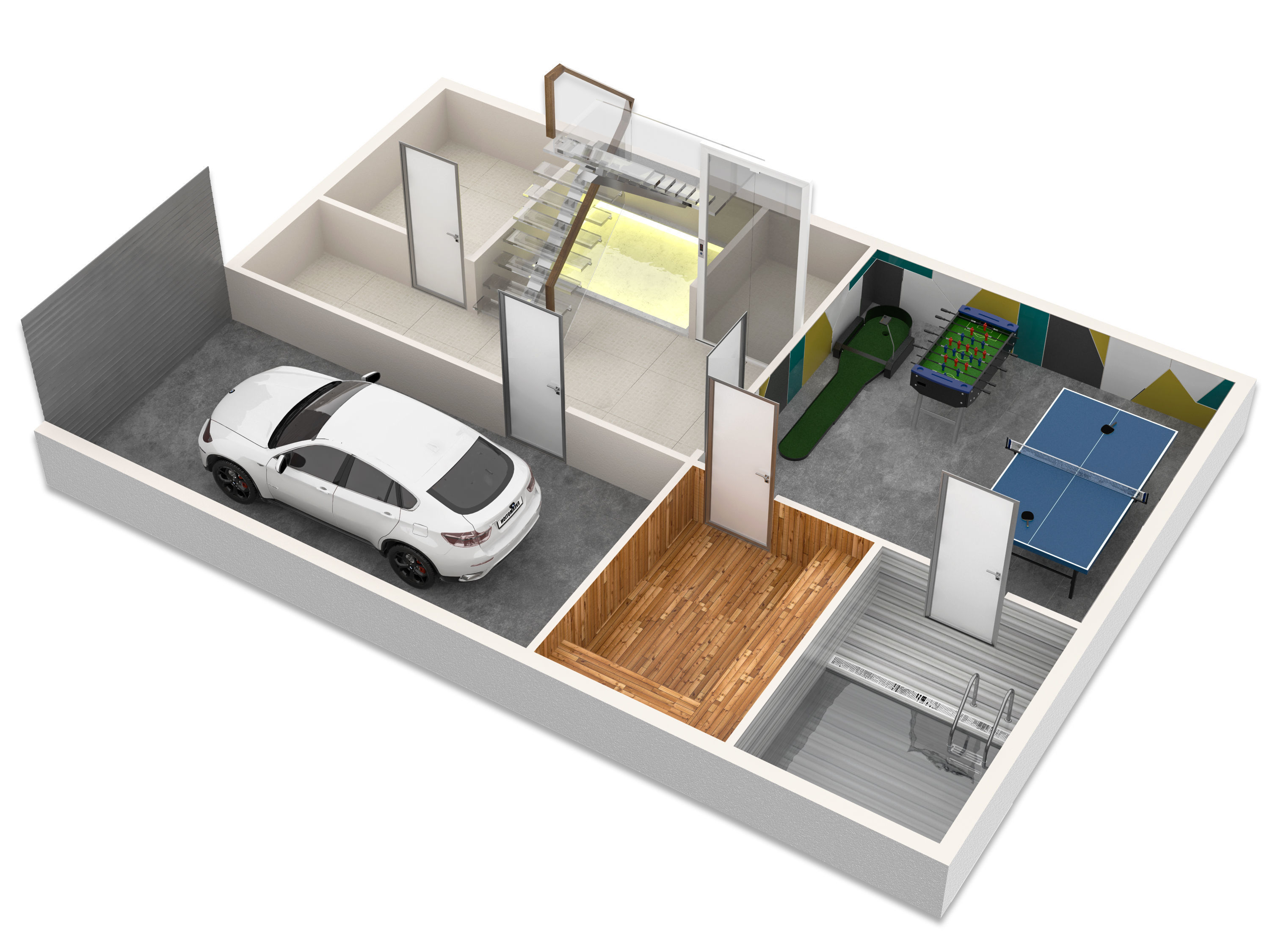SketchUp 2018 and V-Ray 3D Floor Plan with textures-materials 3D model_2