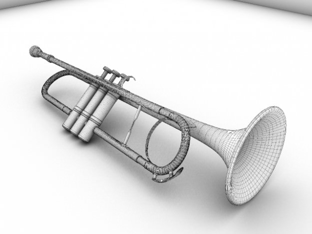 Trumpet golden 3D model_1