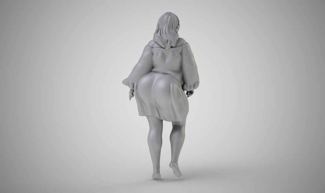 Biggish woman in dress 3D print model_3