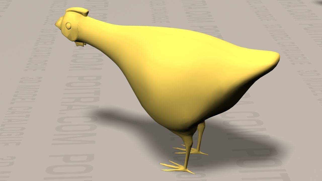 Chicken Ranch - Rooster and 9 Posed Hens - White  -  3D model_13