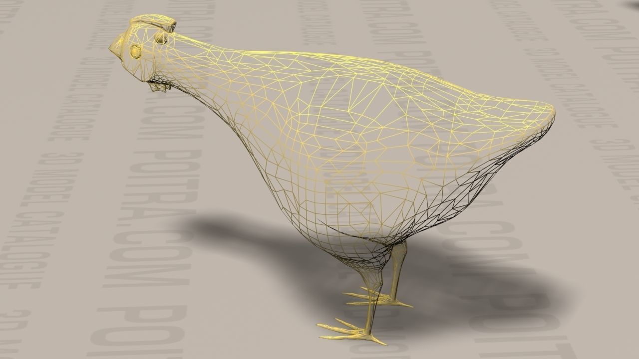 Chicken Ranch - Rooster and 9 Posed Hens - White  -  3D model_14
