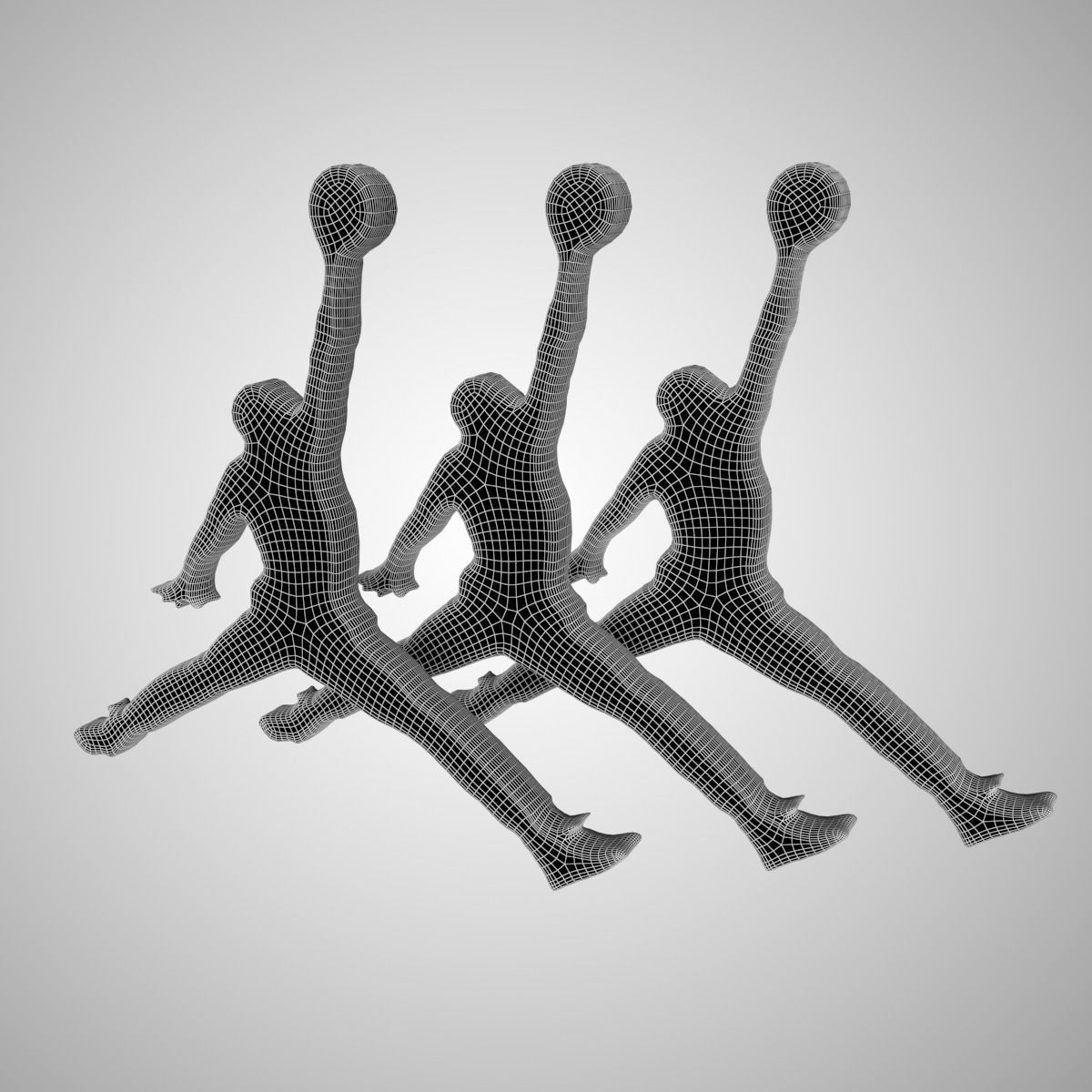 Jordan Logo  3 in 1 3D Lowpoly model Vray Ready Game Ready Free low-poly 3D model_12