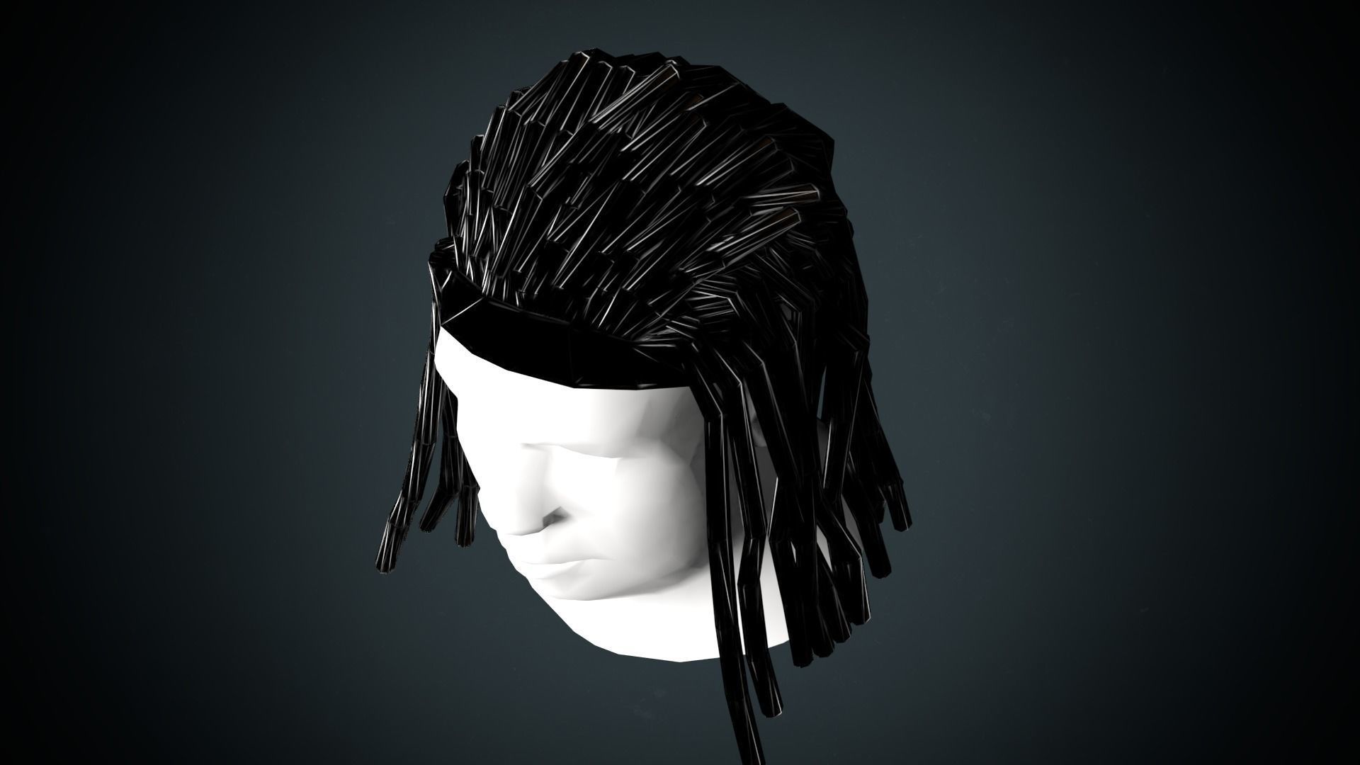 Dreadlocks low poly Low-poly 3D model_4