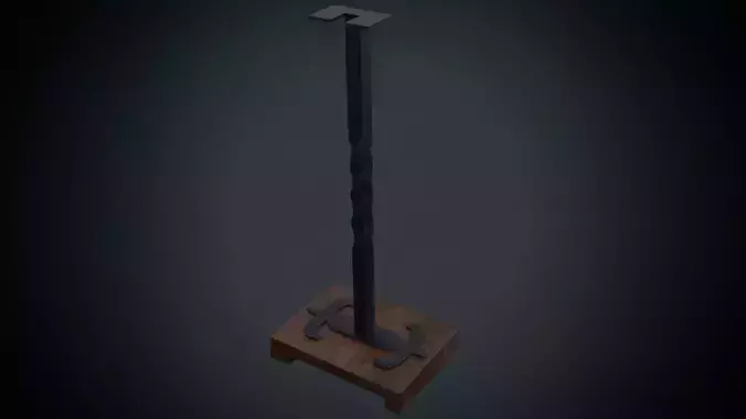 Swordstand metal pole with wooden base