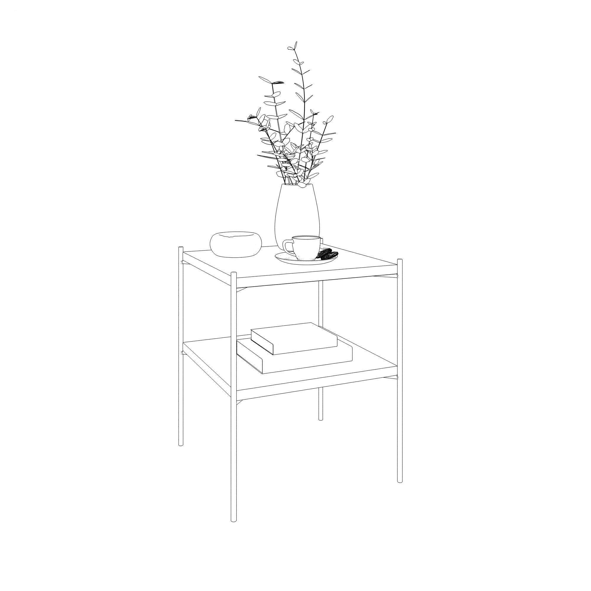 Decoration-combo side table with two shelves and plant Free 3D model_3