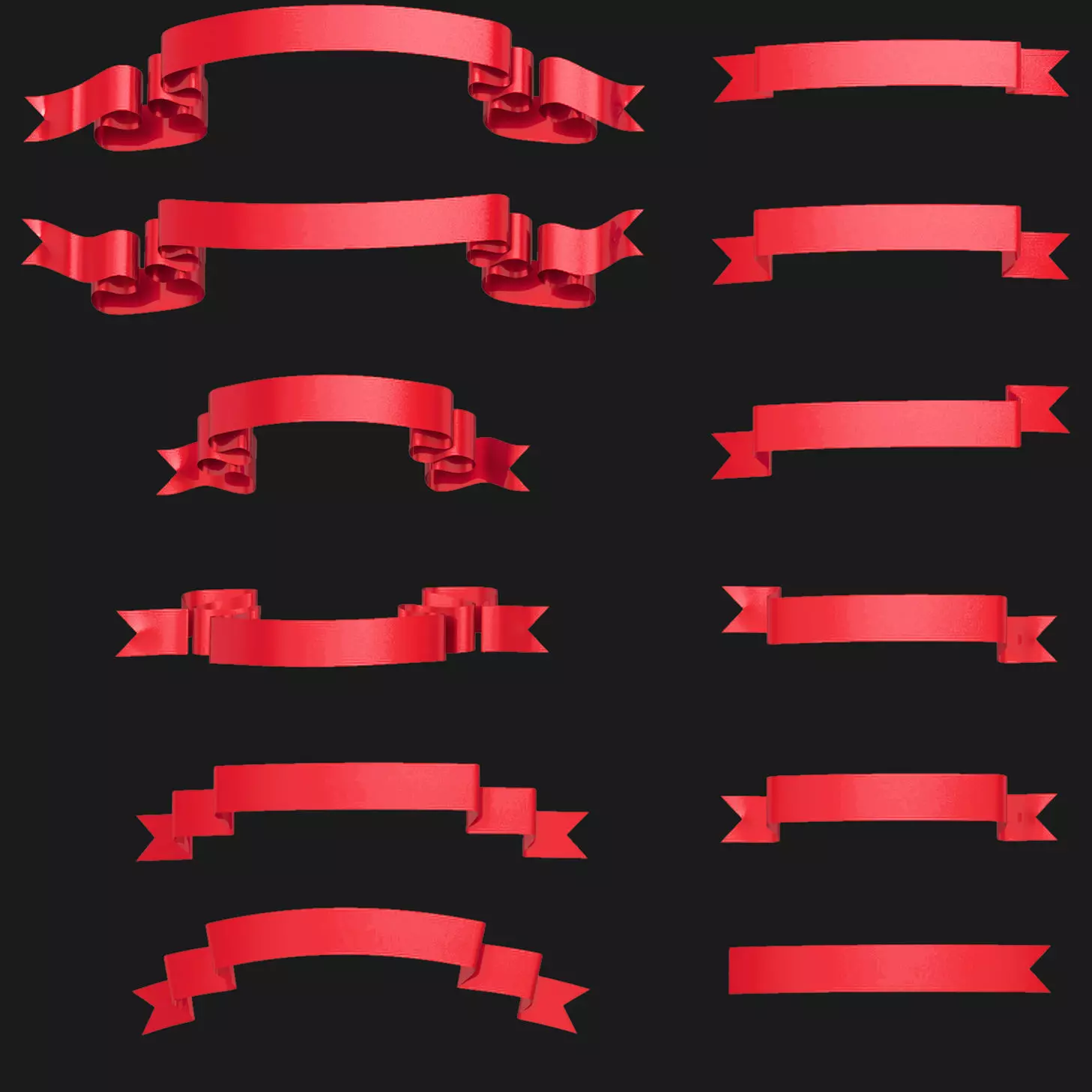 Ribbon 3D model pack 3D model