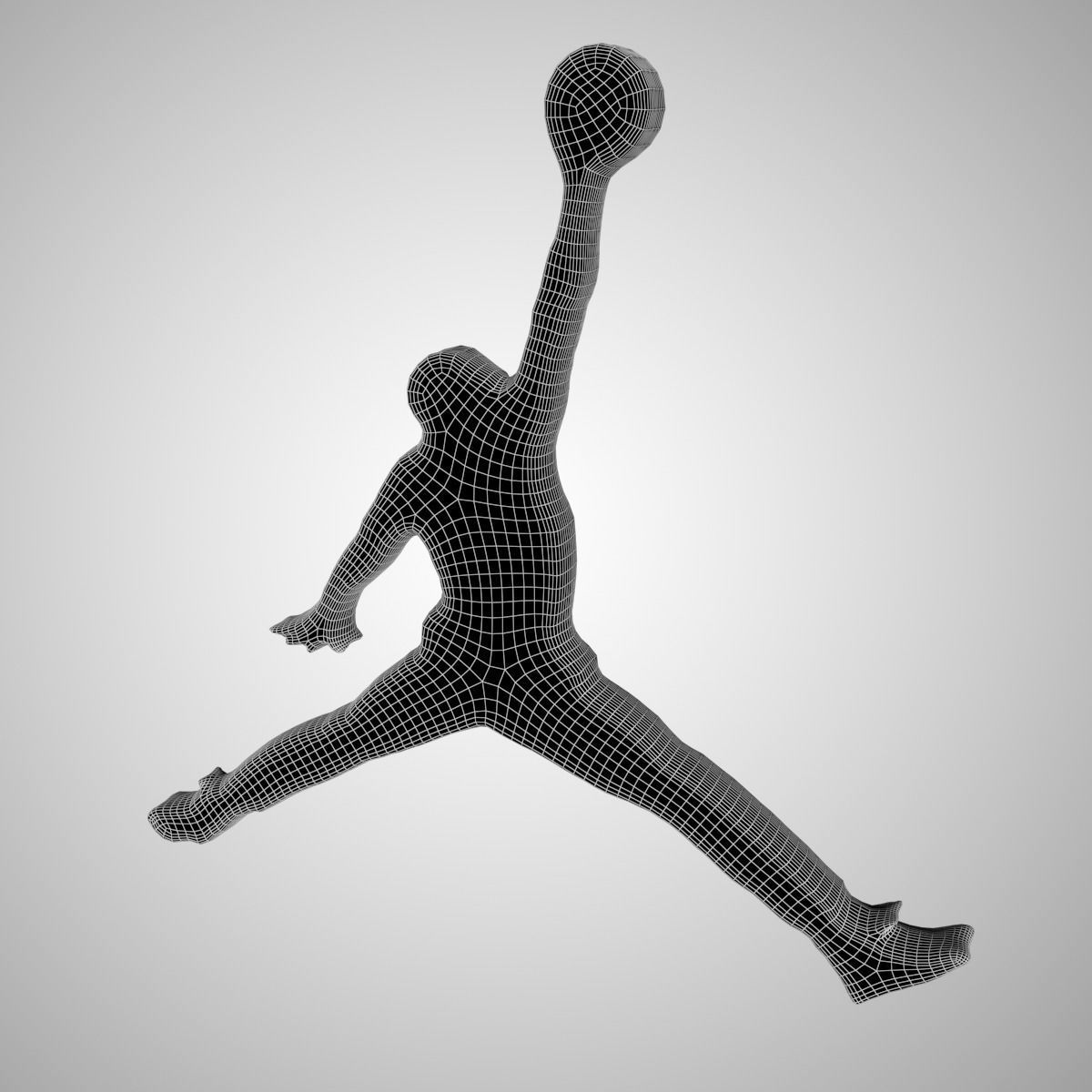 Jordan Logo White 3D model Vray Ready Game Ready Free low-poly 3D model_4