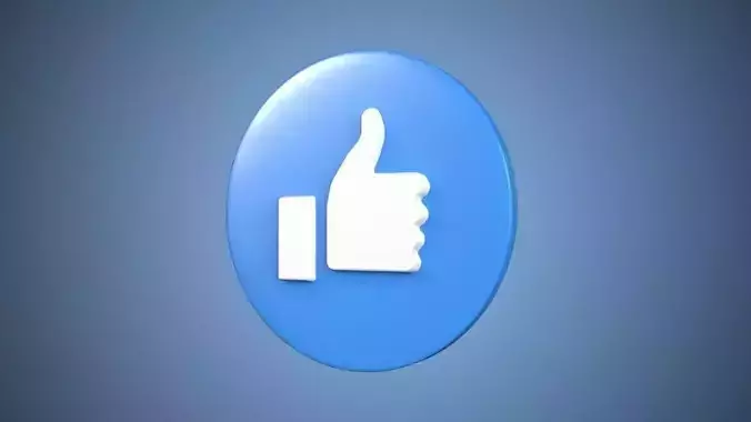 Facebook like button 3D model Vray Ready Game Ready Free low-poly 3D model