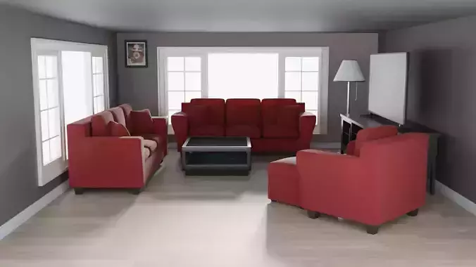 Modern Living Room Scene Low-poly 3D model