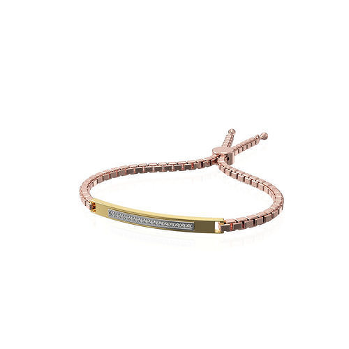 Pendant rose gold bar bracelet with diamonds 3D print model