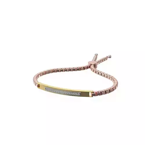 Pendant rose gold bar bracelet with diamonds 3D print model