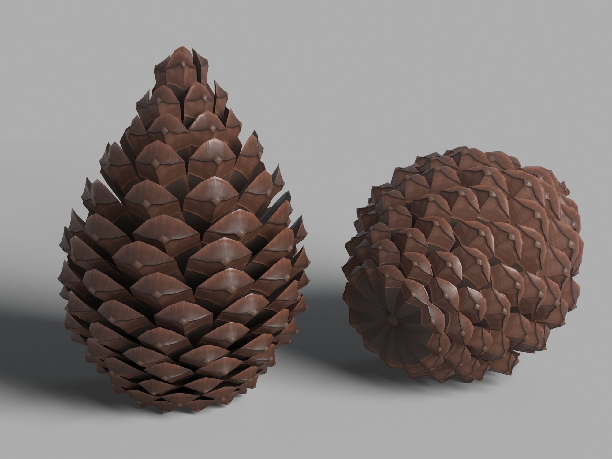 Pine Cone Low-poly 3D model_1