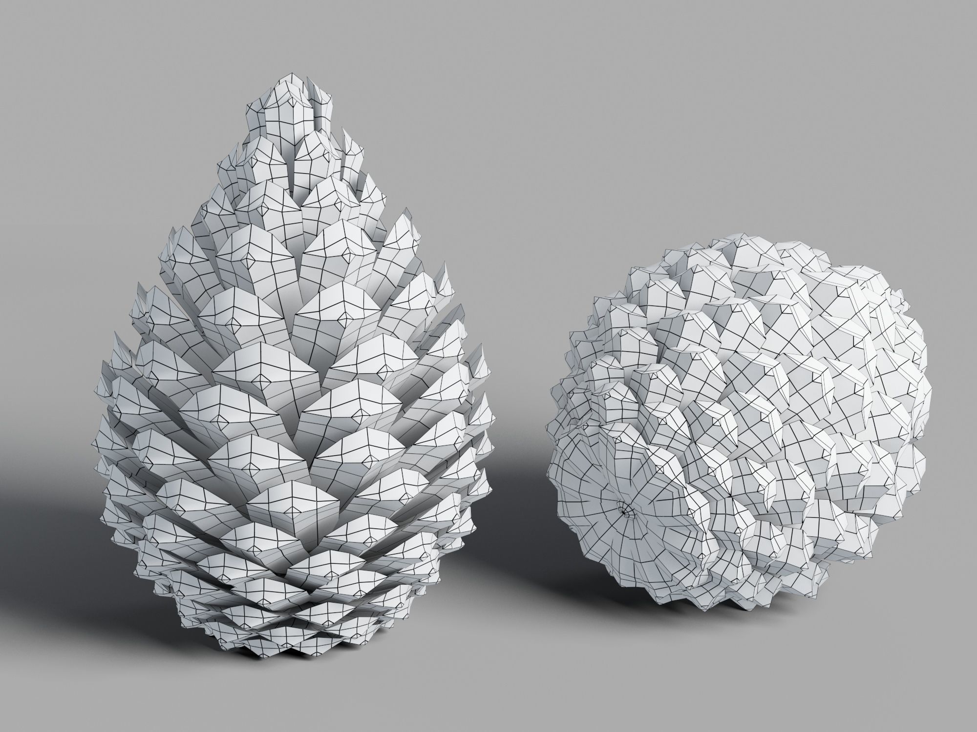 Pine Cone Low-poly 3D model_6