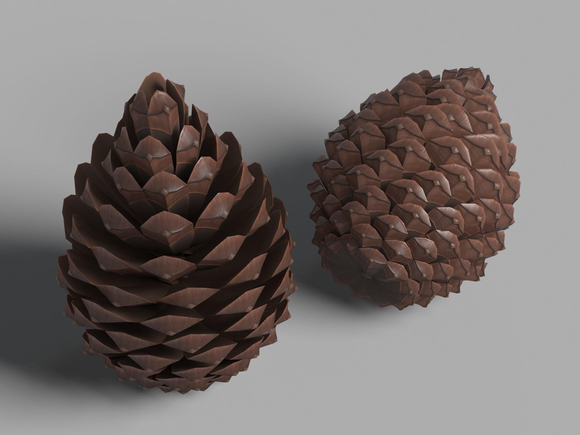 Pine Cone Low-poly 3D model_2