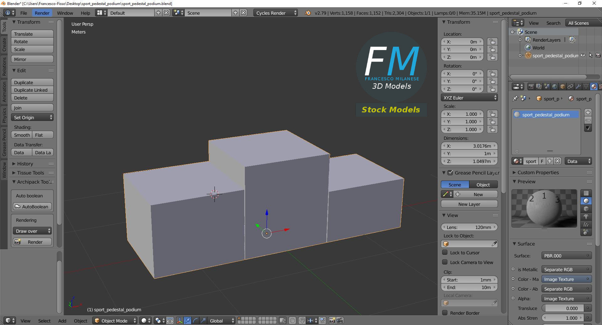 Sport pedestal podium Low-poly 3D model_9