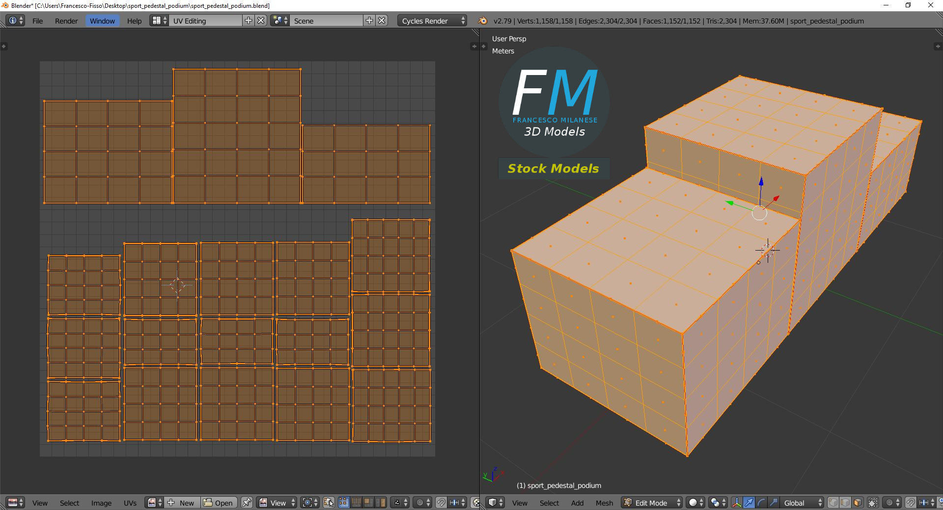 Sport pedestal podium Low-poly 3D model_10
