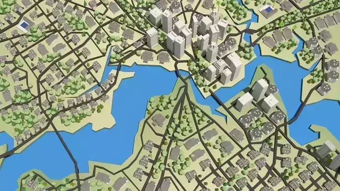 Jacksonville Florida - City Center Low-poly 3D model