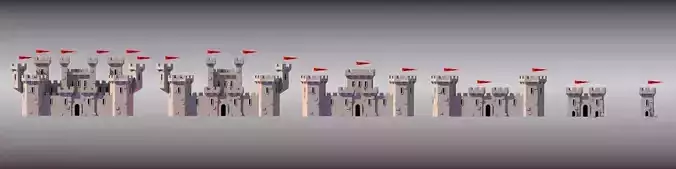 LOW POLY CASTLE LEVEL1 - LEVEL6 game asset
