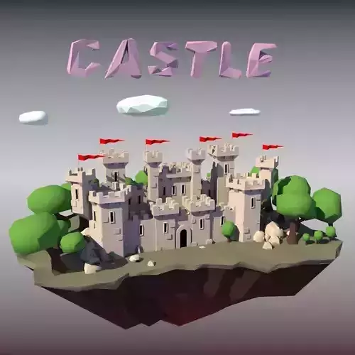 LOW POLY CASTLE  trees  stones  ground