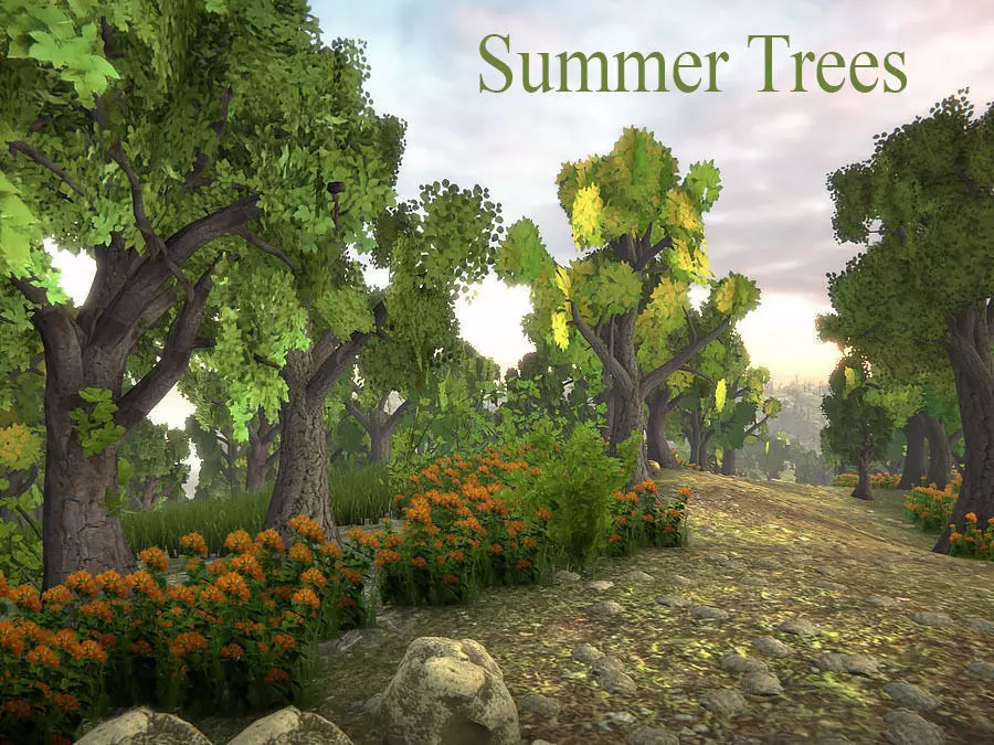 Summer Trees Low-poly 3D model
