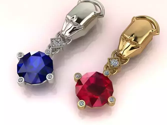 Pendant Panthera head with gems