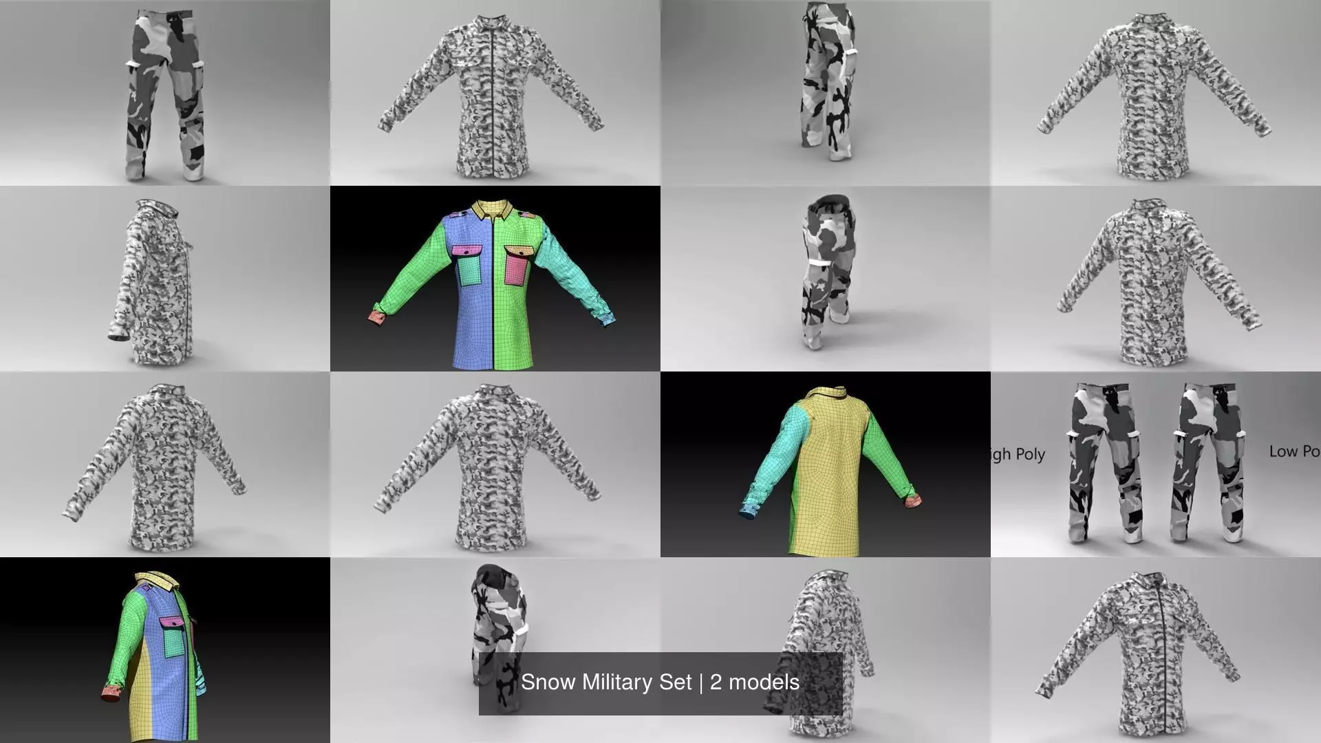 Snow Military Set 3D Model Collection_3