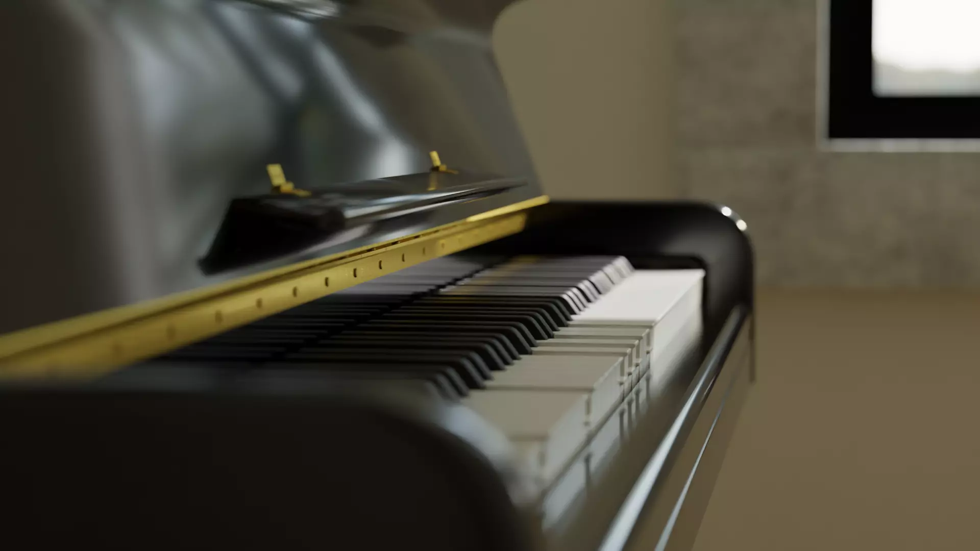 Acoustic Upright Piano 3D model_0