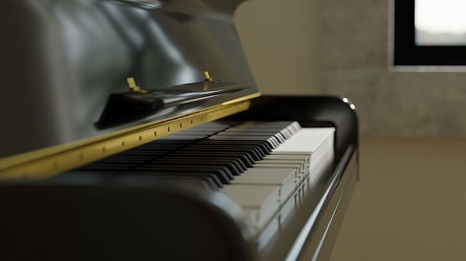 Acoustic Upright Piano 3D model