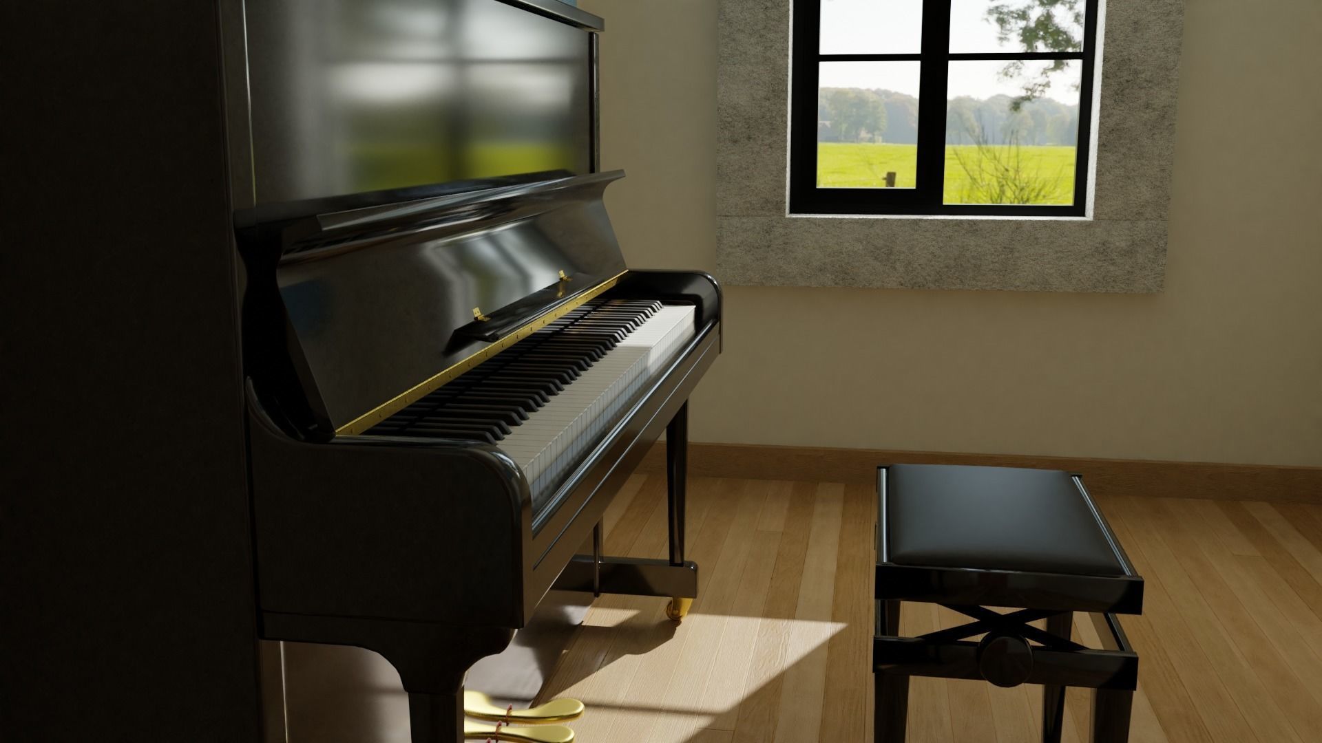 Acoustic Upright Piano 3D model_5
