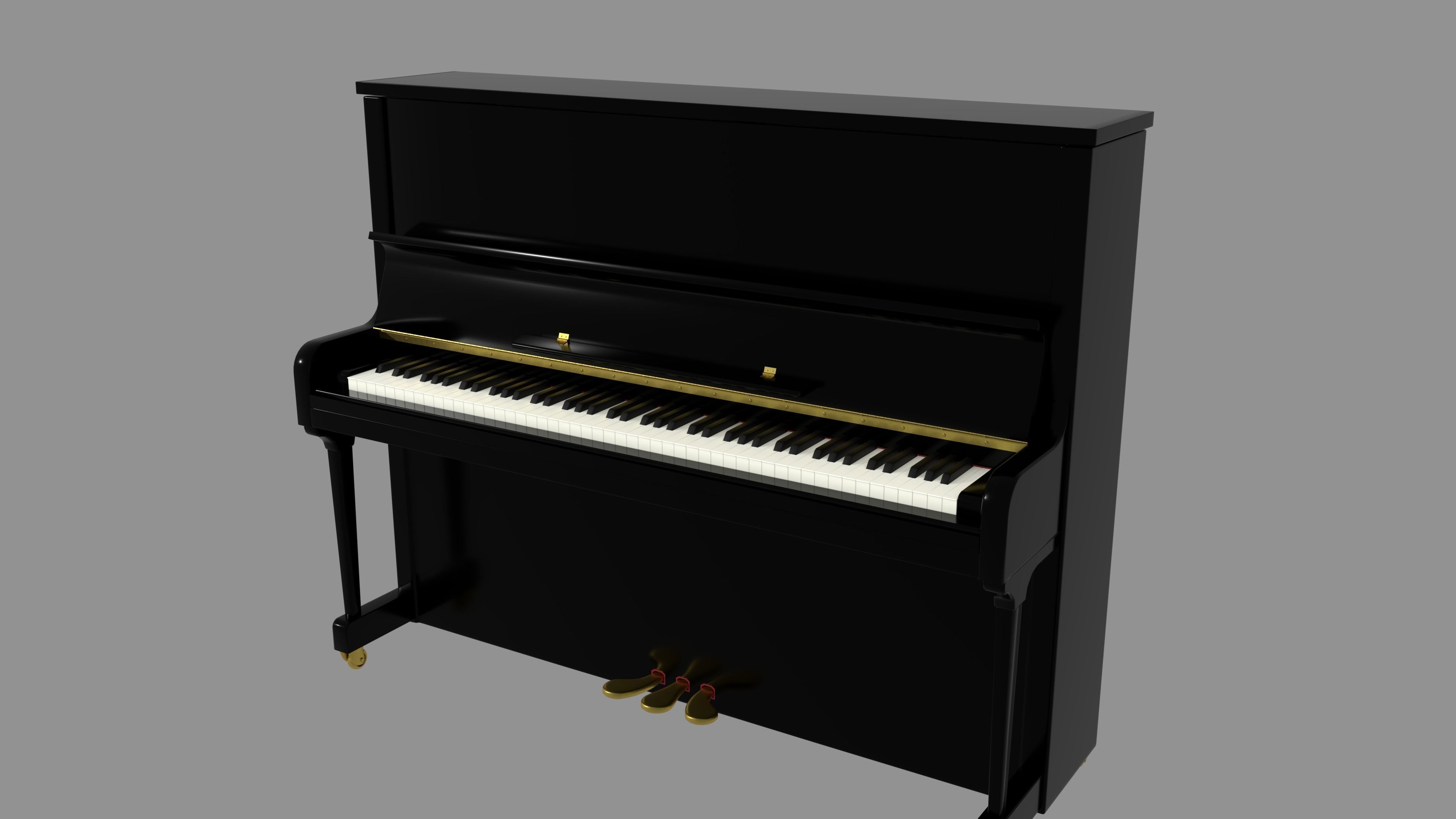 Acoustic Upright Piano 3D model_1