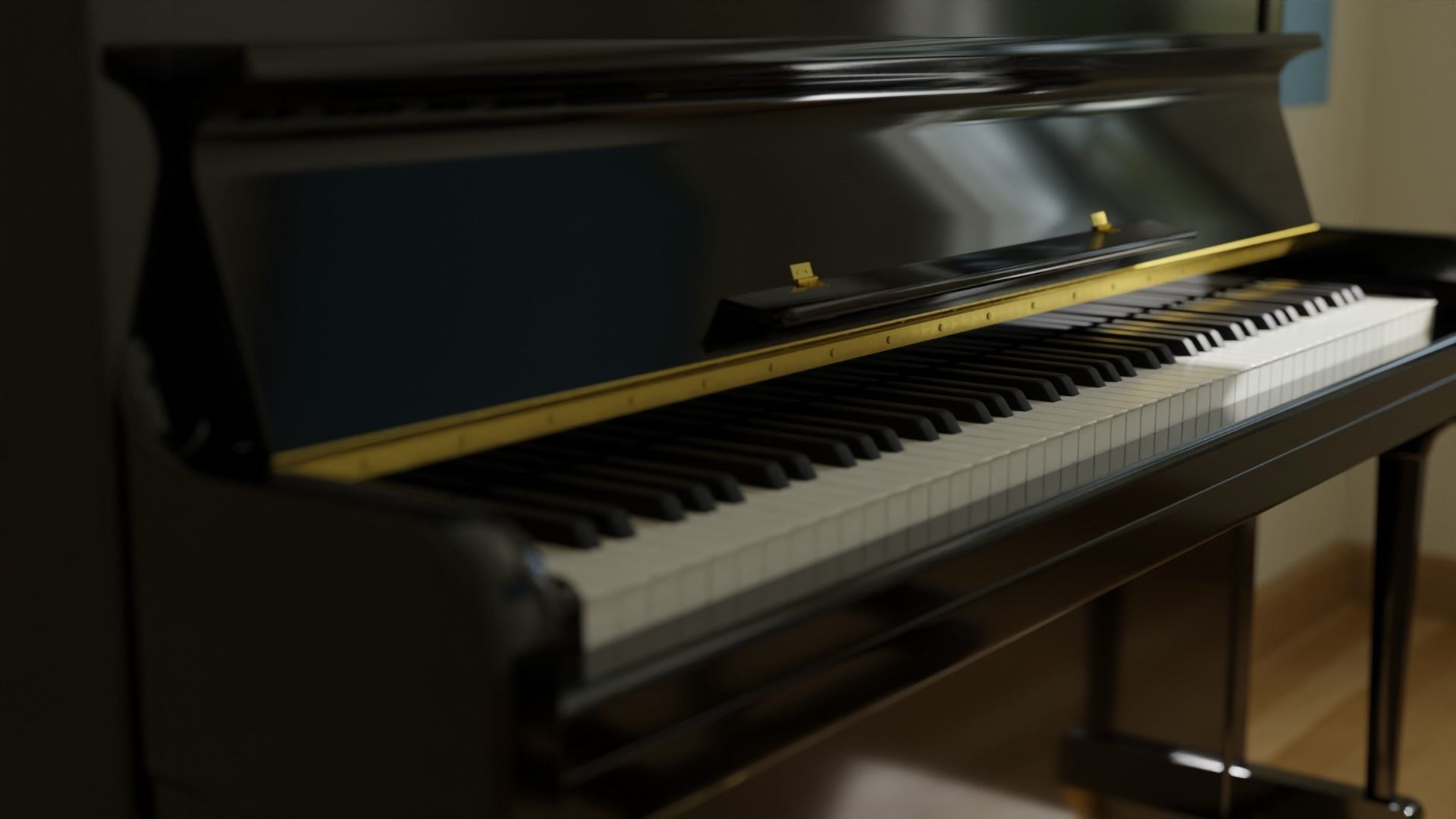 Acoustic Upright Piano 3D model_2