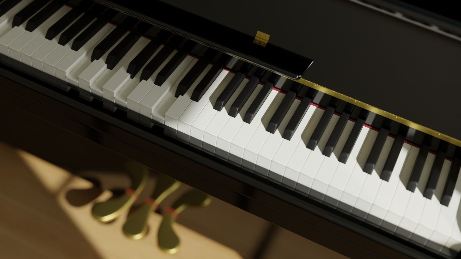 Acoustic Upright Piano 3D model_4