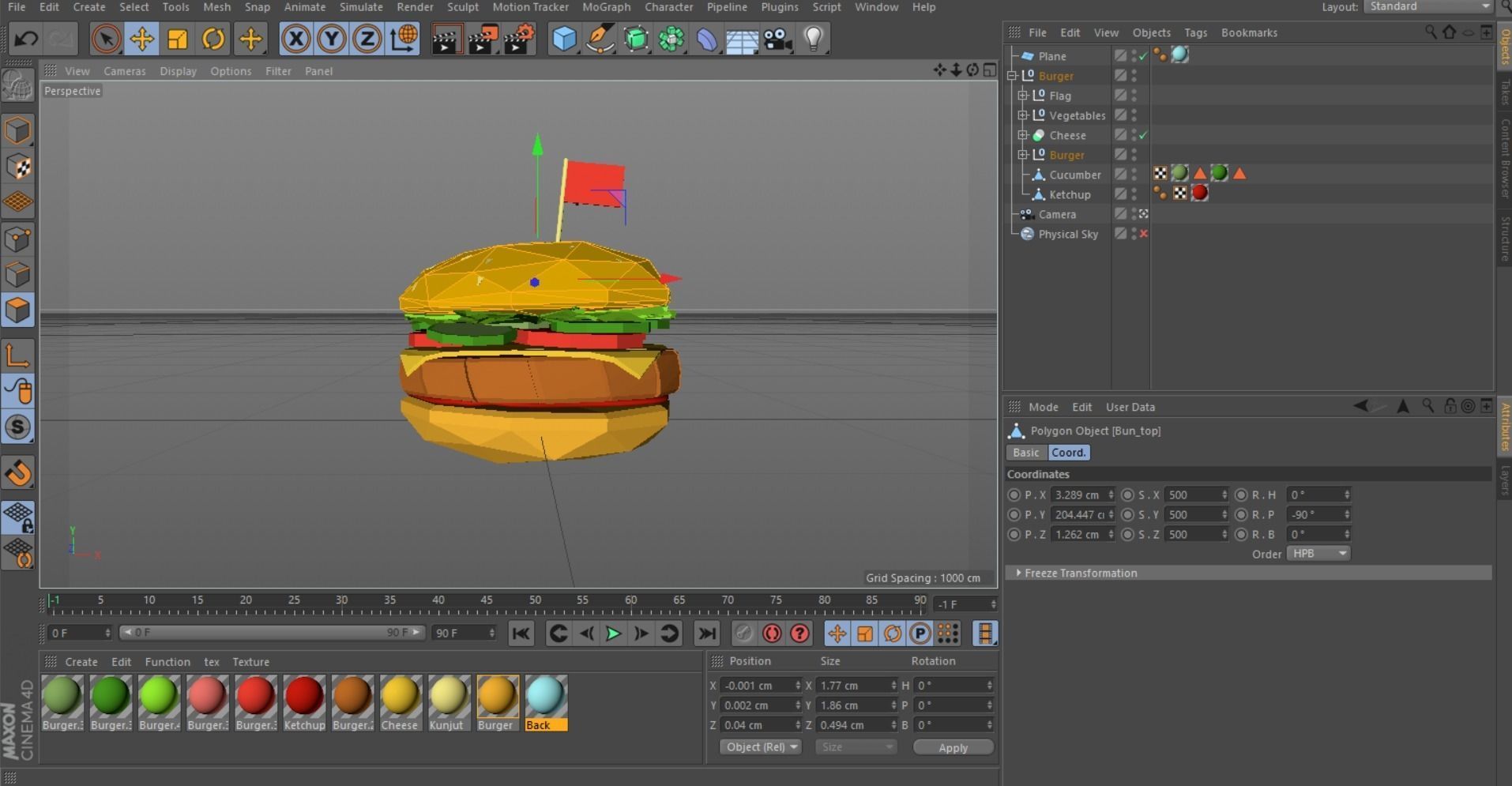 Cartoon Low Poly Paper Burger Low-poly 3D model_10