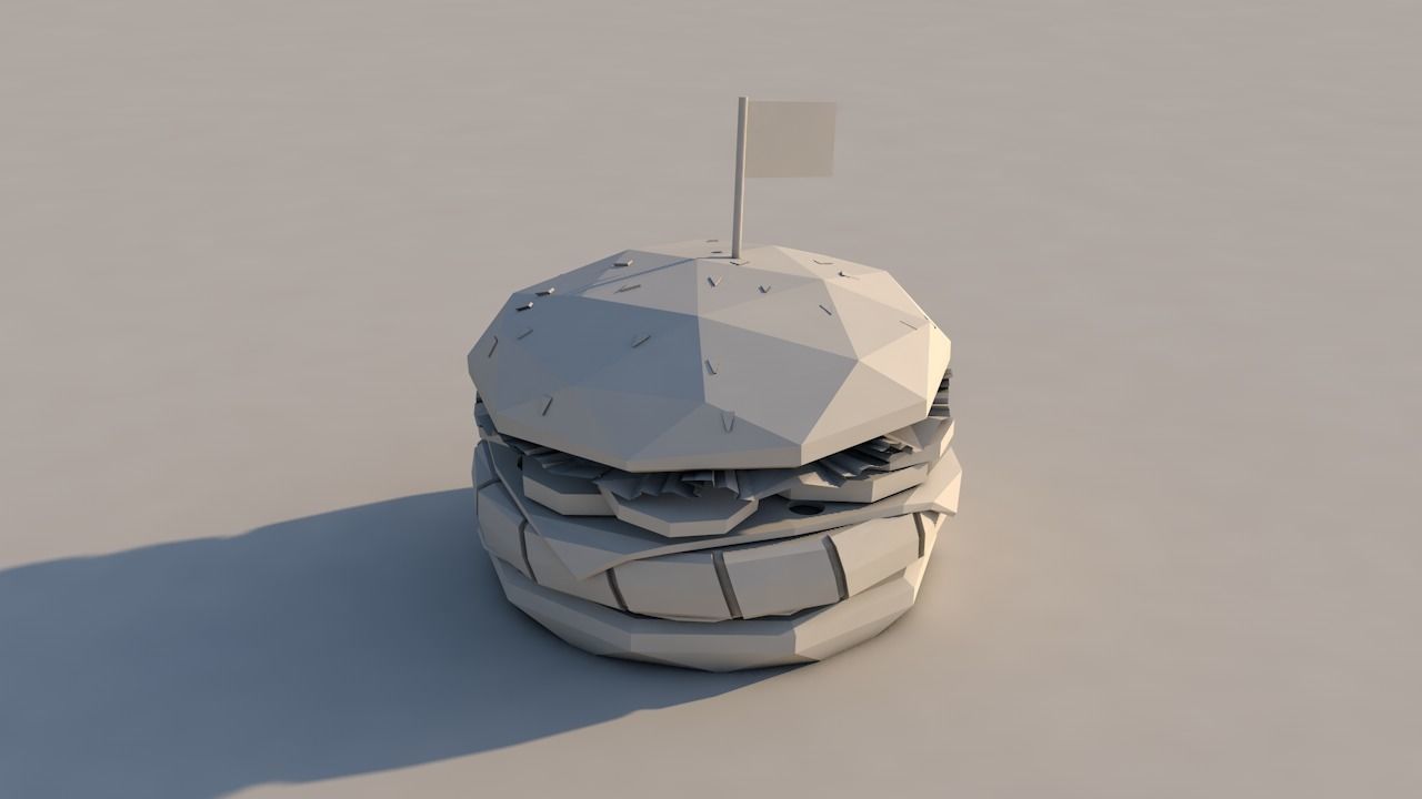 Cartoon Low Poly Paper Burger Low-poly 3D model_8