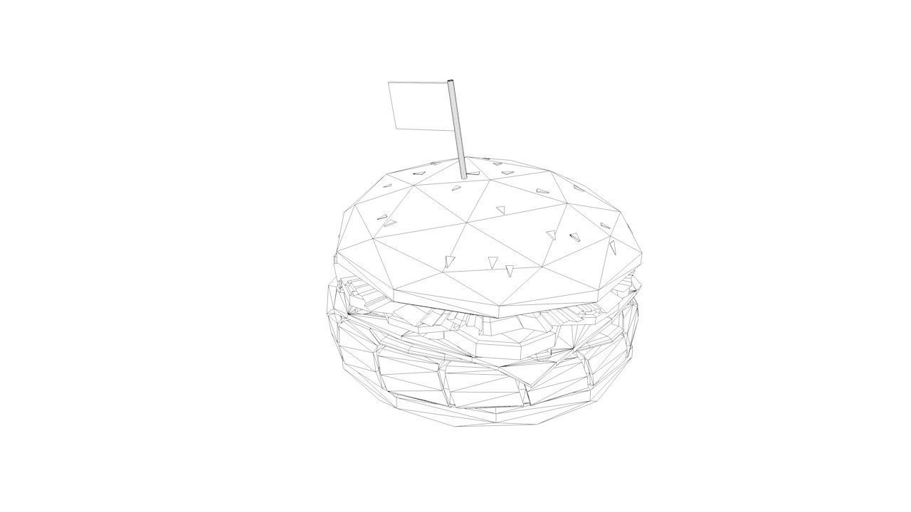 Cartoon Low Poly Paper Burger Low-poly 3D model_6
