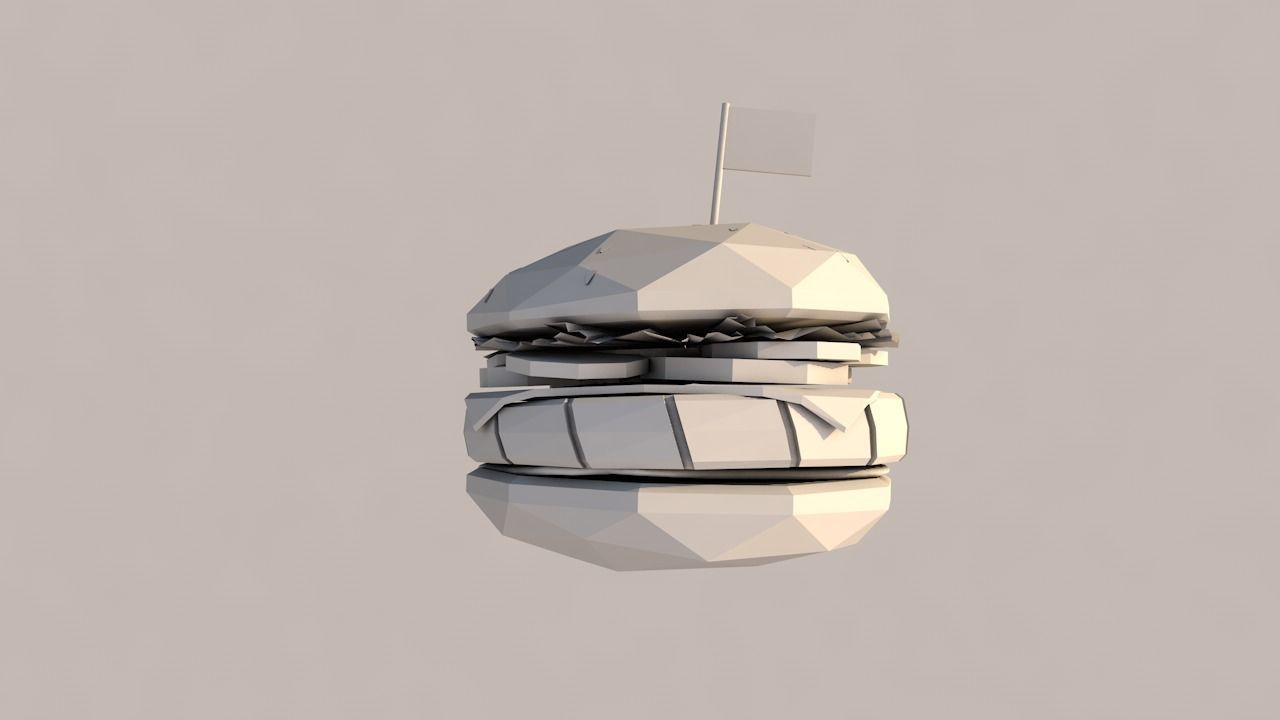 Cartoon Low Poly Paper Burger Low-poly 3D model_7
