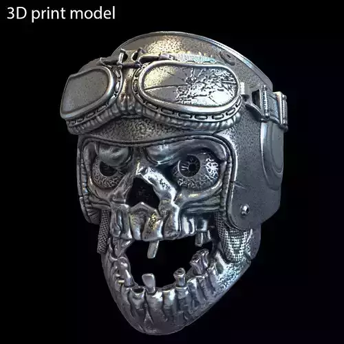Skull ring biker helmet vol1  jewelry 3D print model