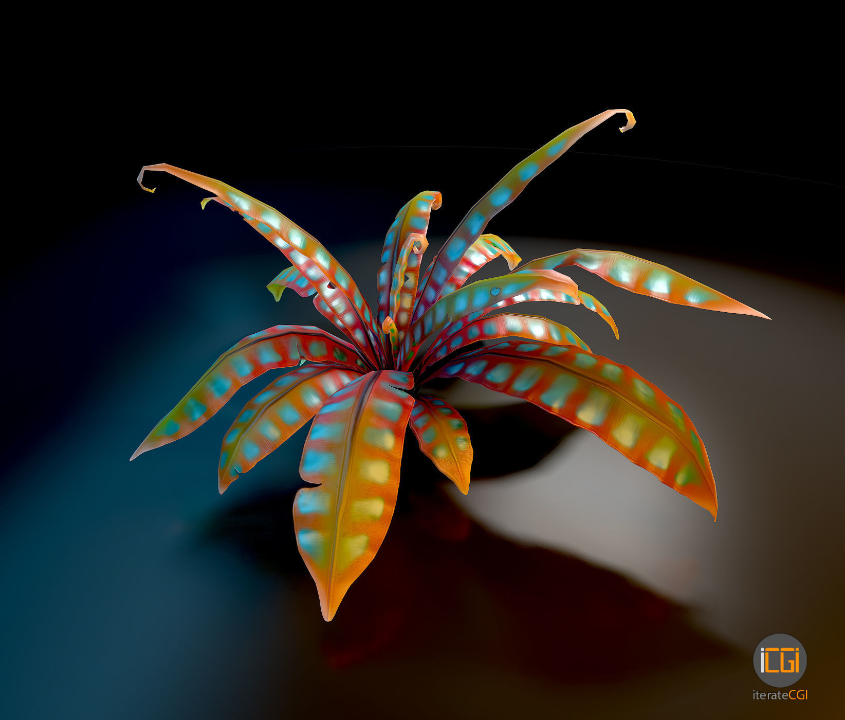 Alien Plant Fern Type 3 Low-poly 3D model_1