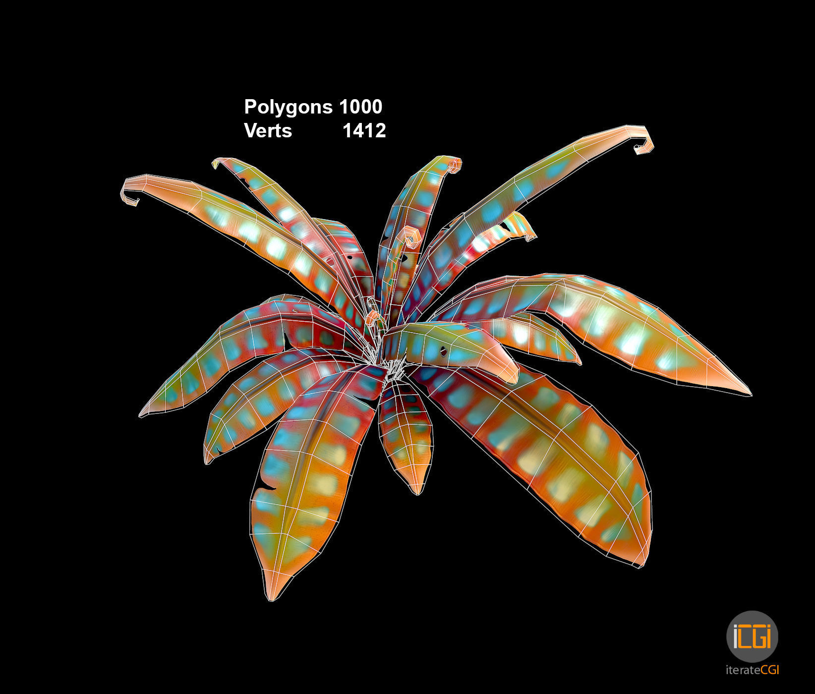 Alien Plant Fern Type 3 Low-poly 3D model_5