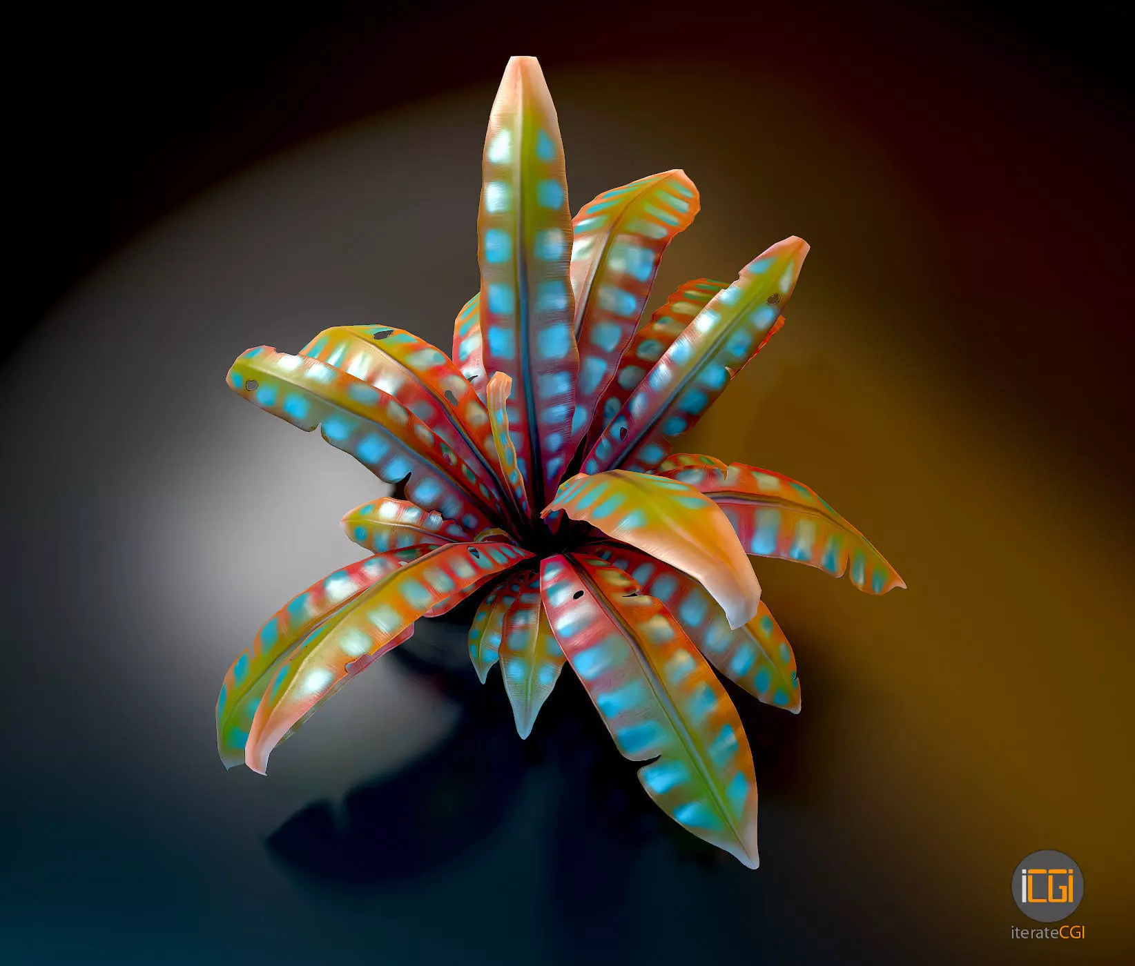 Alien Plant Fern Type 3 Low-poly 3D model_0