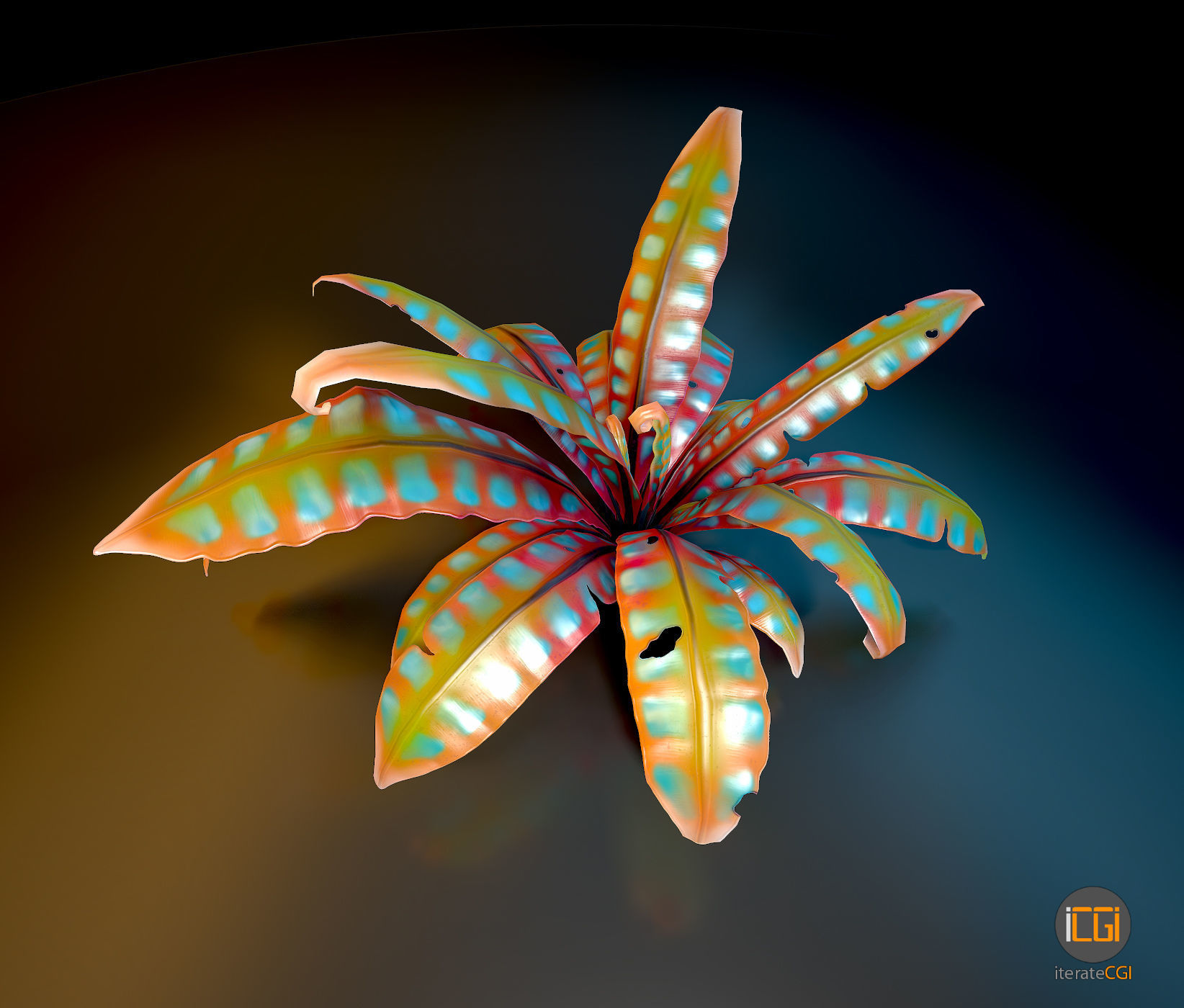Alien Plant Fern Type 3 Low-poly 3D model_2